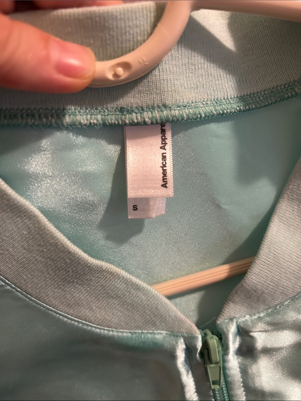 Vintage American Apparel Mint Satin Bomber Jacket - Picture 3 of 6